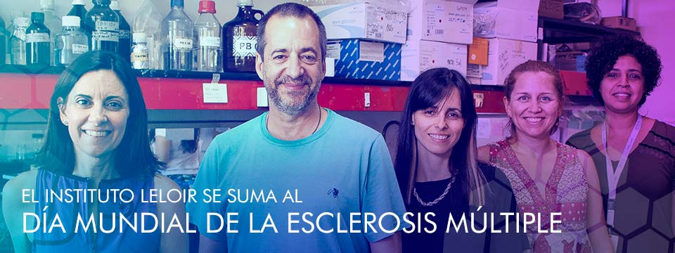 El doctor Fernando Pitossi, jefe del Laboratorio de Terapias Regenerativas y Protectoras del Sistema Nervioso de la Fundación Instituto Leloir, con integrantes de su grupo, las doctoras Carina Ferrari (izq.), Berenice Silva, María Celeste Leal y María Isabel Farías.