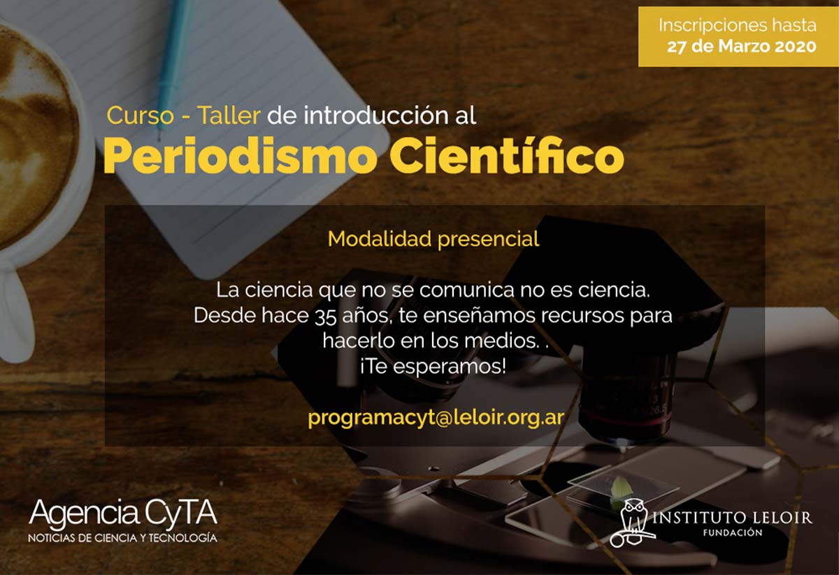 Se encuentra abierta la inscripción al curso-taller de introducción al periodismo científico 2020